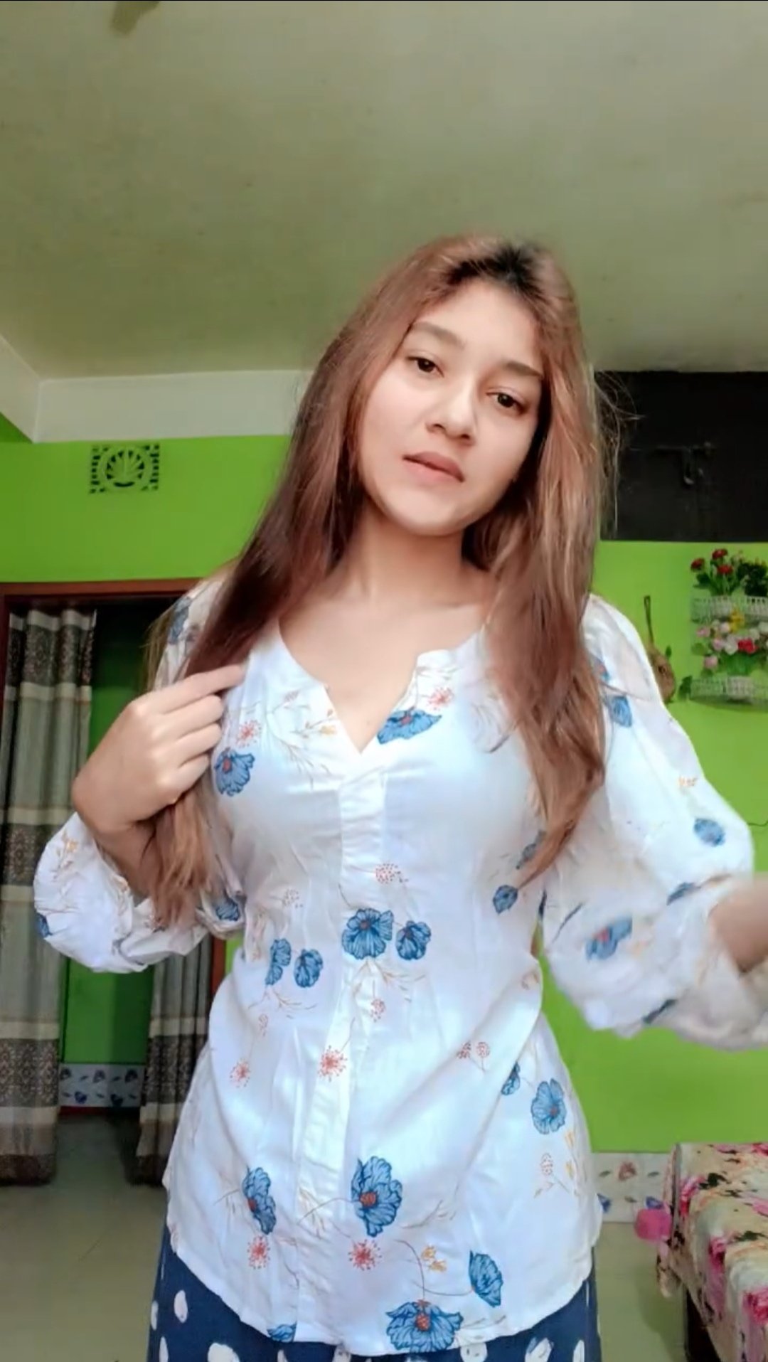 Beautiful Tiktoker And FB Vlogger Showing Pressing Boobs